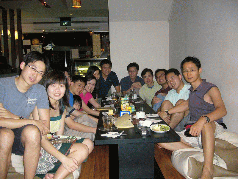 Chilling out with RJC classmates at Holland Village, Singapore.